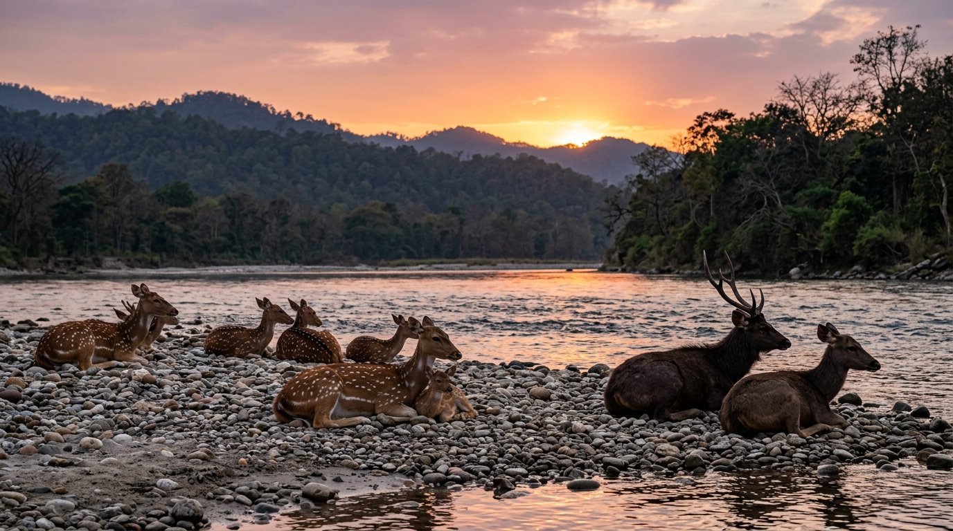 Spotted Deer at Jim Corbett River