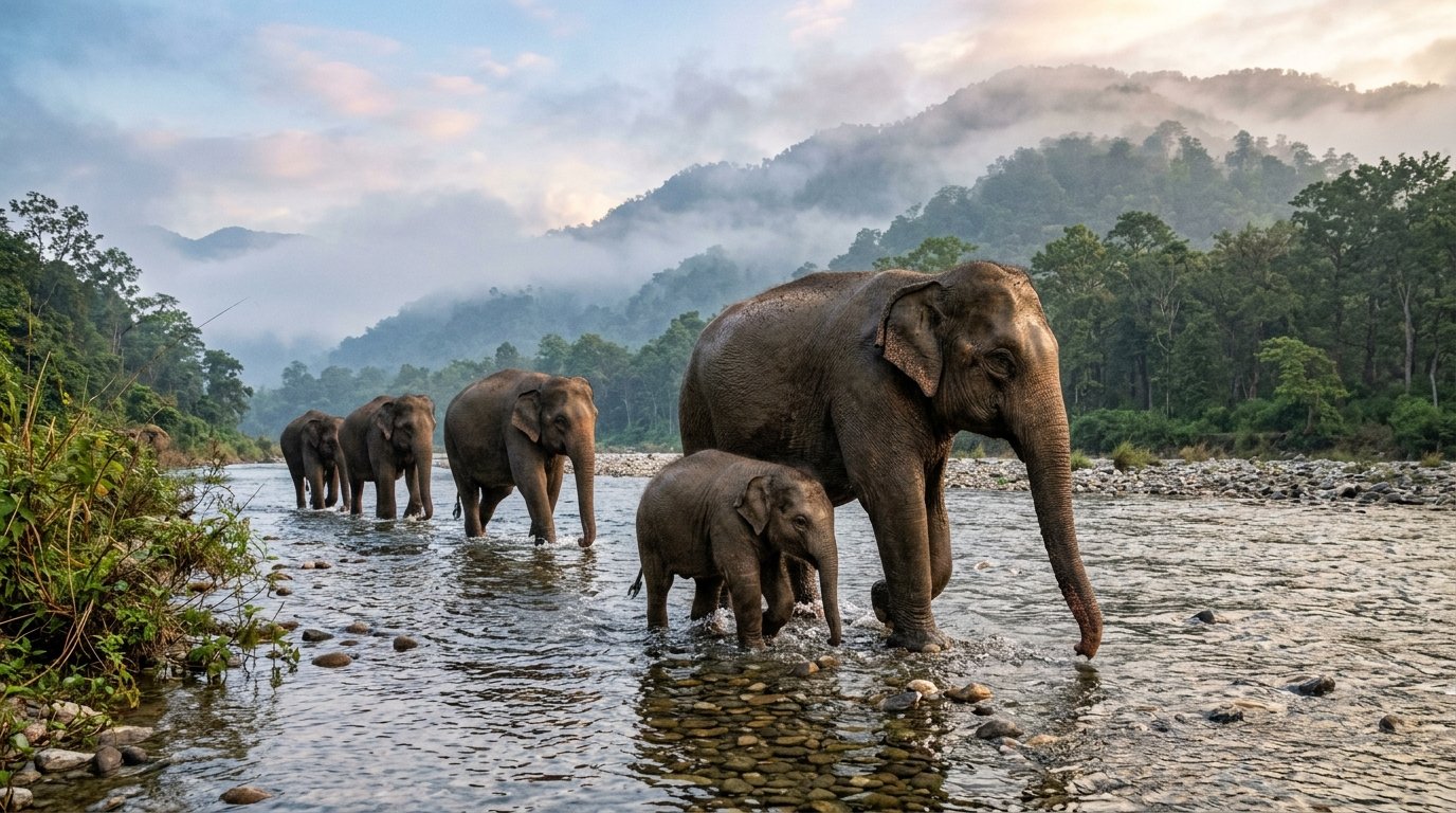Wild Elephants in Jim Corbett