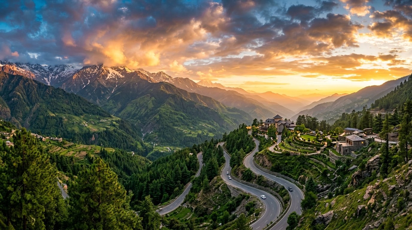 Cinematic Indian Mountain and Valley Landscape